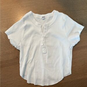 Garage White and light pink Henley Tee